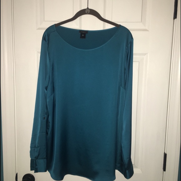 Ann Taylor Teal Silk Shirt - Picture 2 of 4